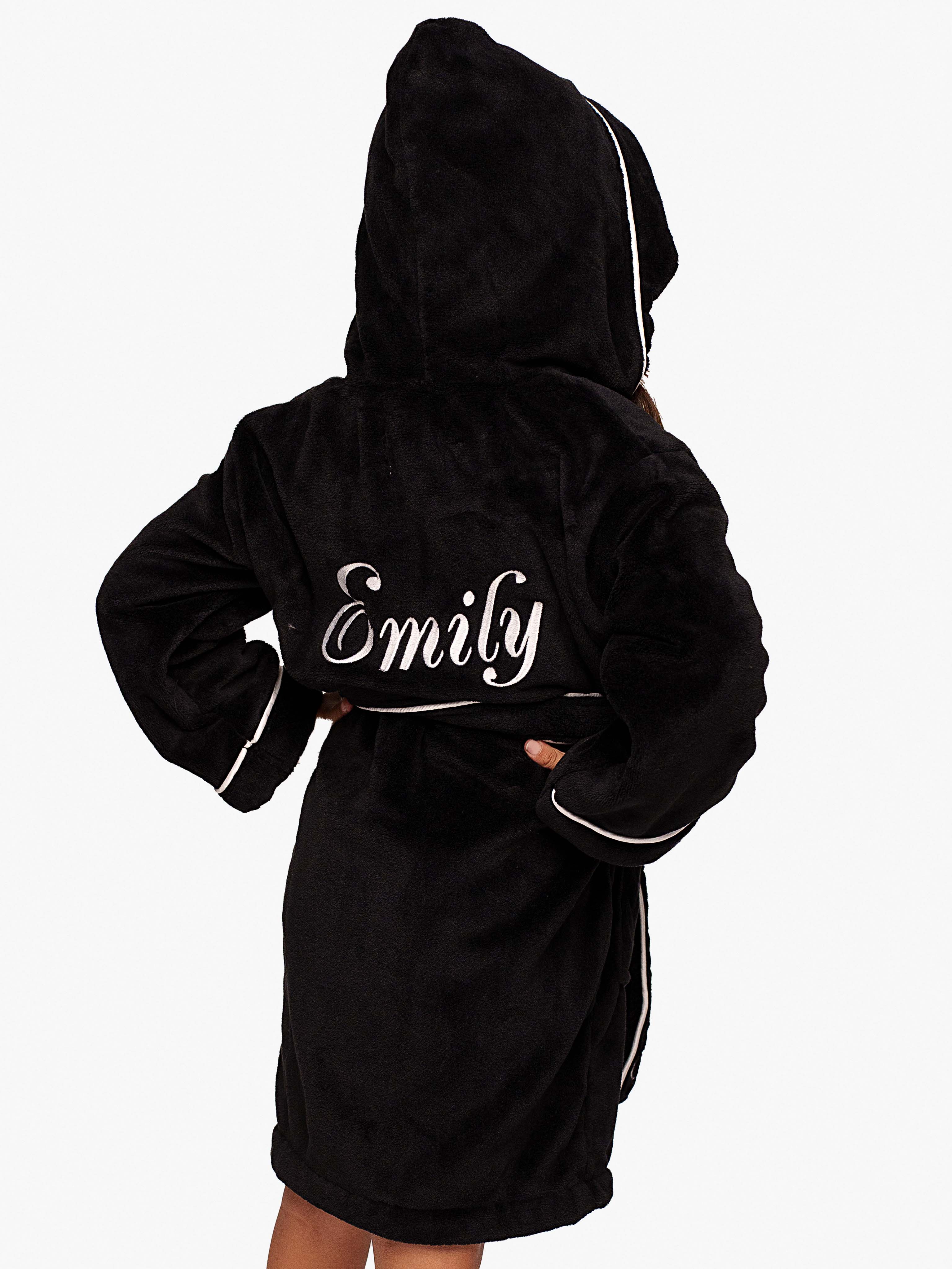 Badjas Hooded Black Kids - Image 2