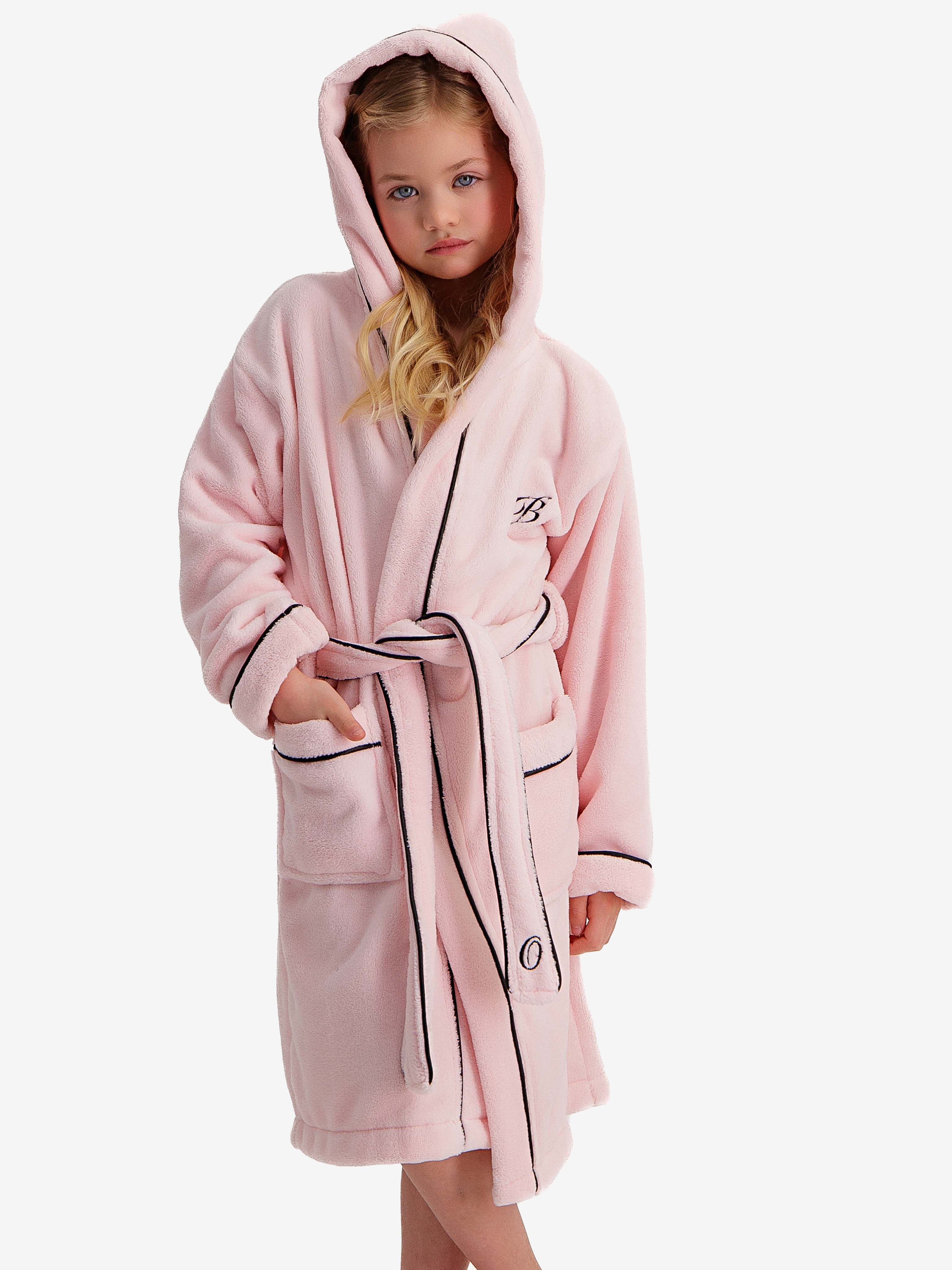 Badjas Hooded Pink Kids - Image 3