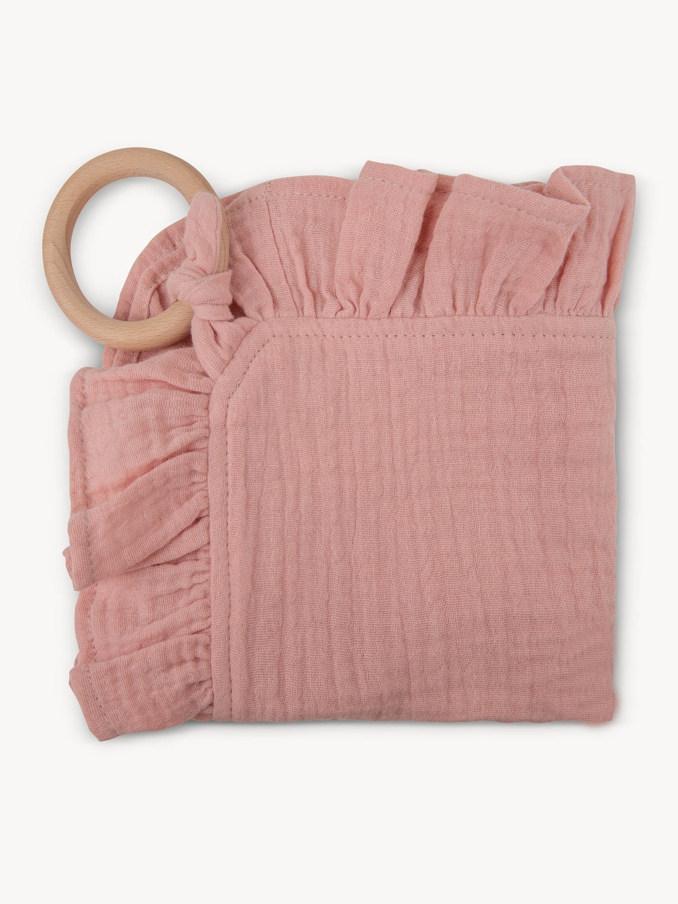 Hydrofiele Ruffle Speendoek Old Pink - Image 4