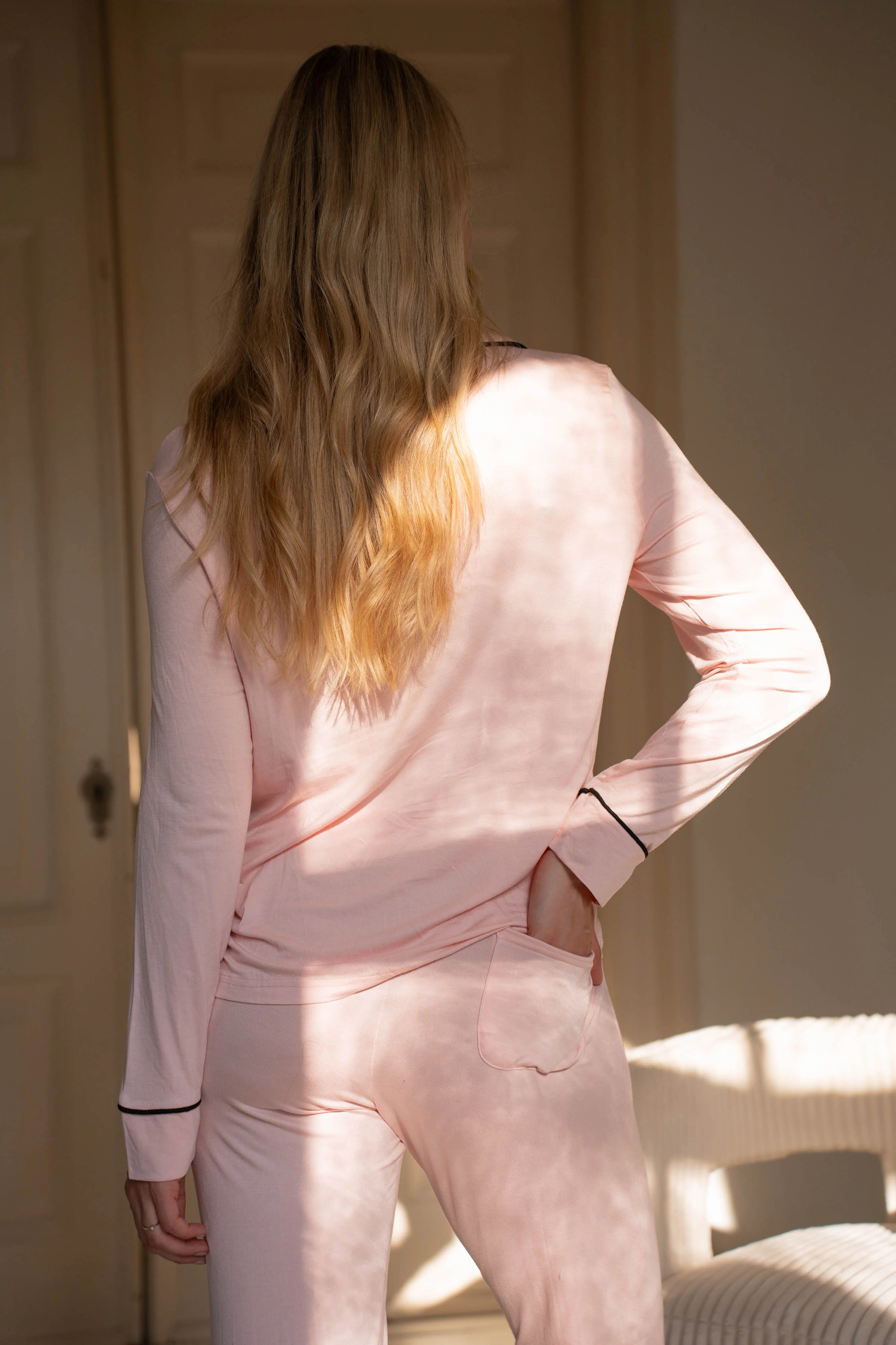 Pyjama Modal Roze Lang Zwarte Bies - Image 5