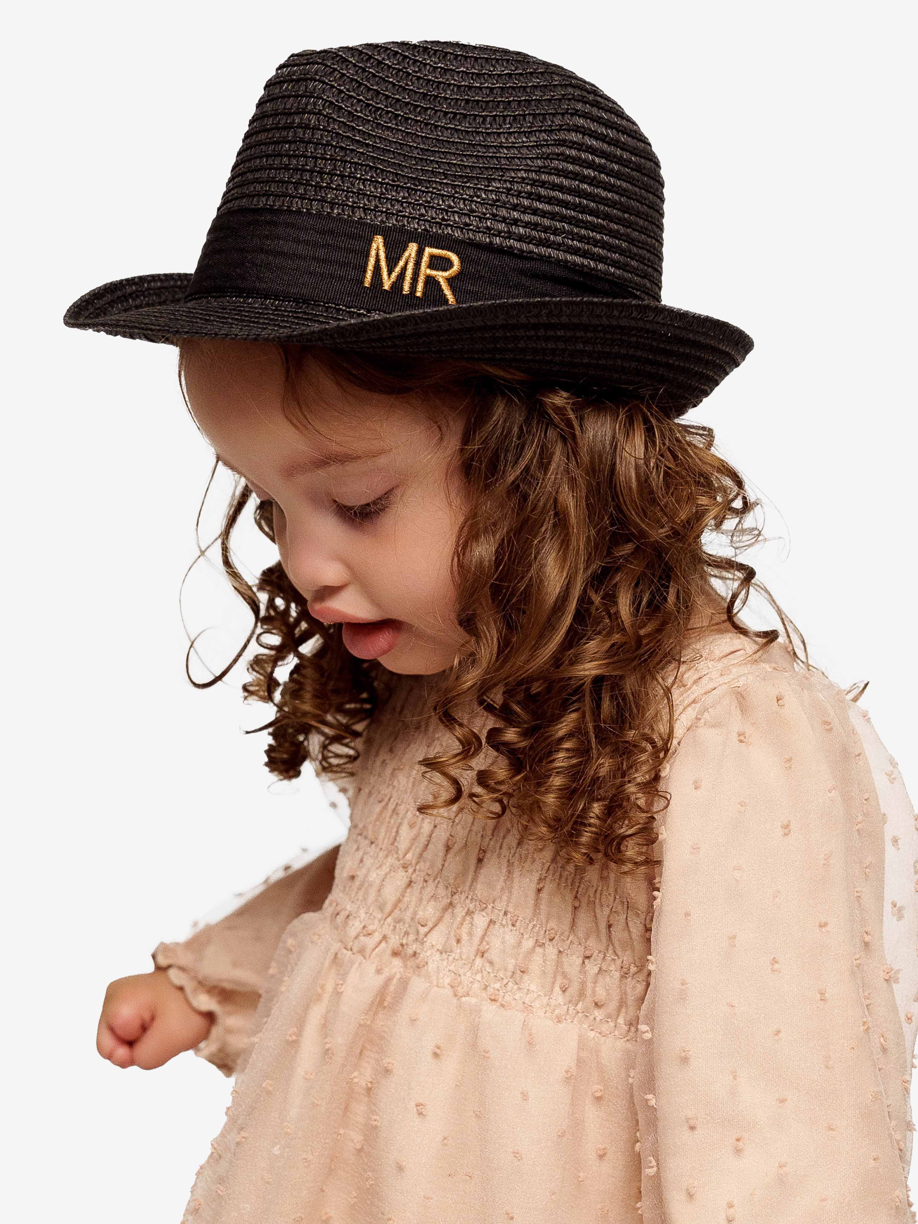 Strohoed Deluxe Kids Zwart Met Zwarte Band